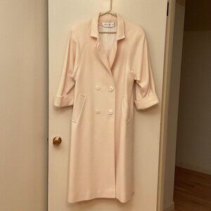 Vintage I. Magnin Off White Double Breasted Long Wool Coat Size Small